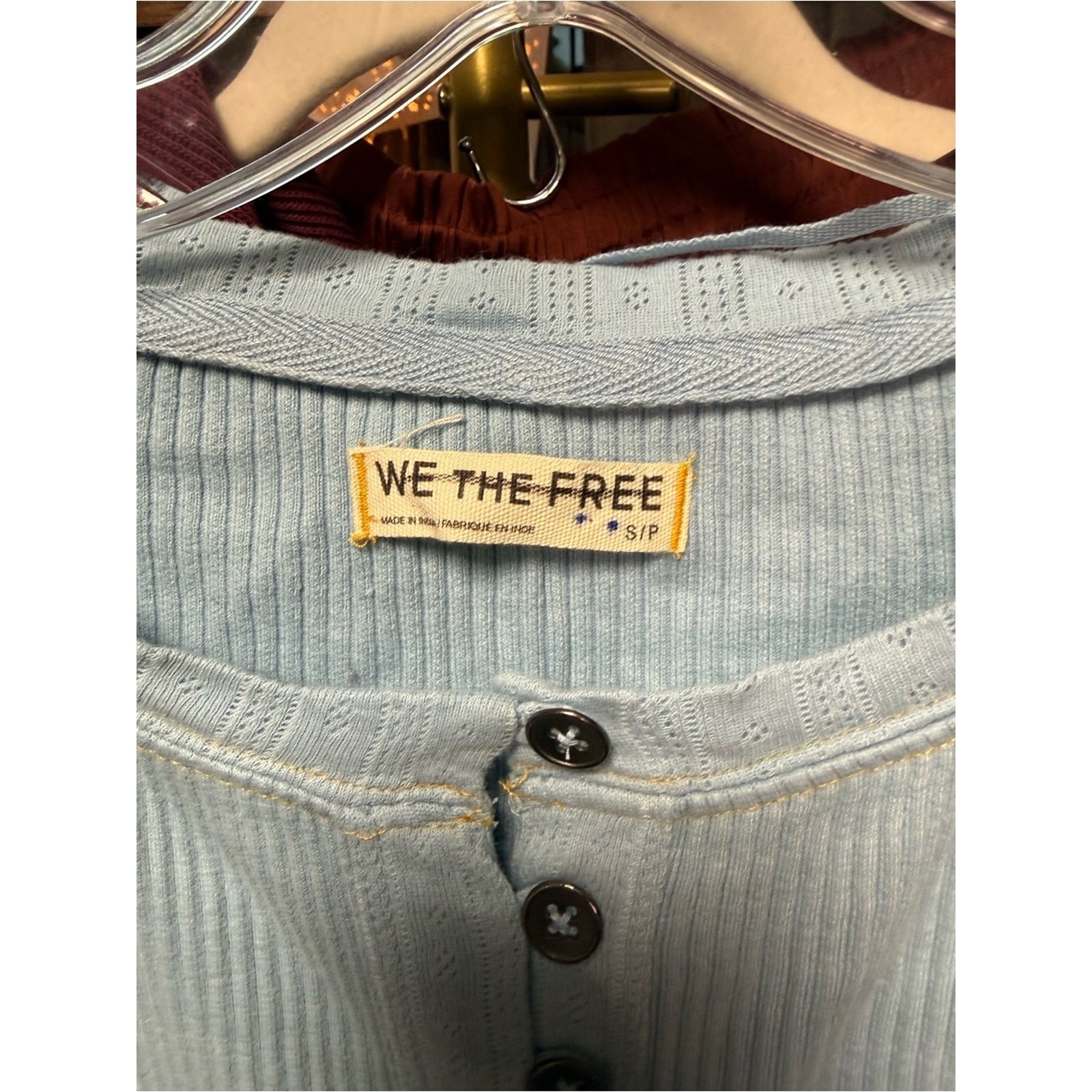 NWOT Free People We the Free Daria Cardi- Sky Blue Combo Daisy Size XS & Small