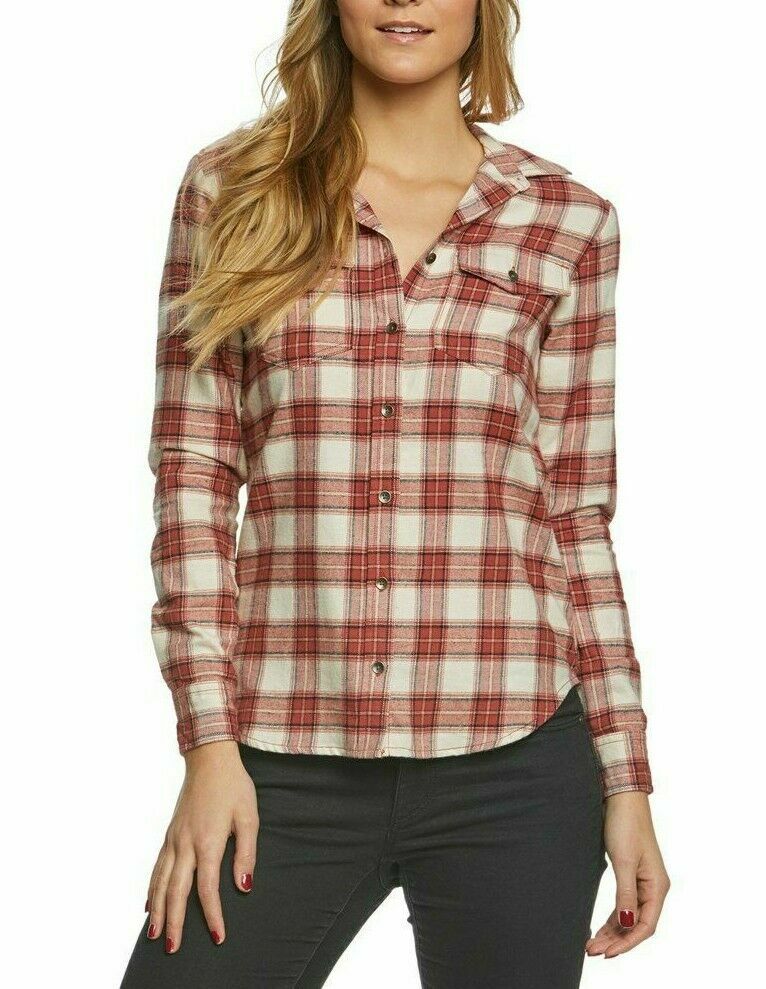 Billabong Venture Out Sz S/M Junior’s Sienna Plaid Lite Flannel Woven Shirt NWT