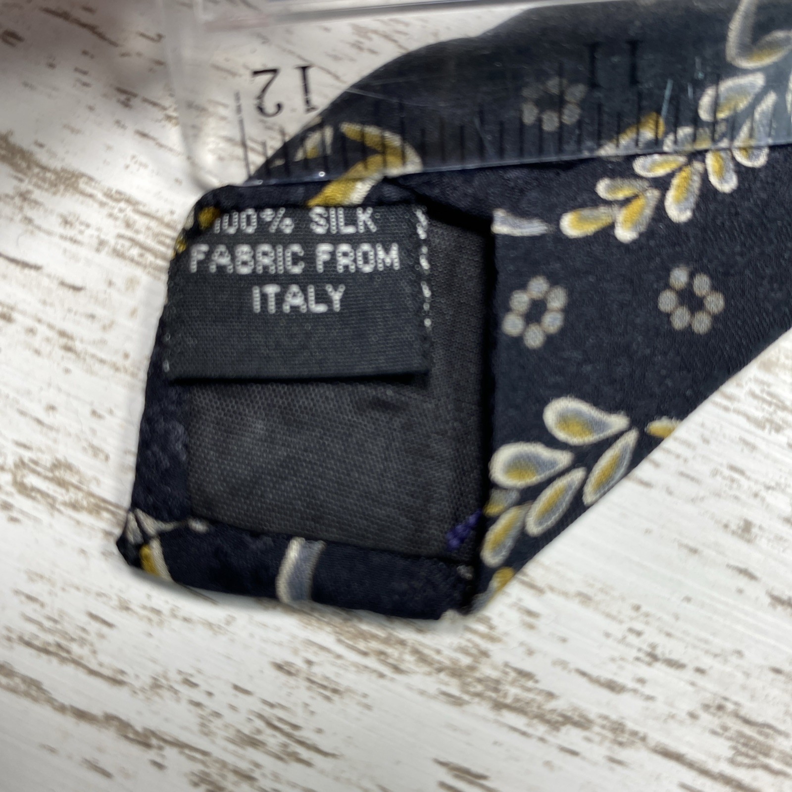 Geoffrey Beene 90s Silk Tie Black Gold Silver Monogram G Wheat Leaf Jacquard