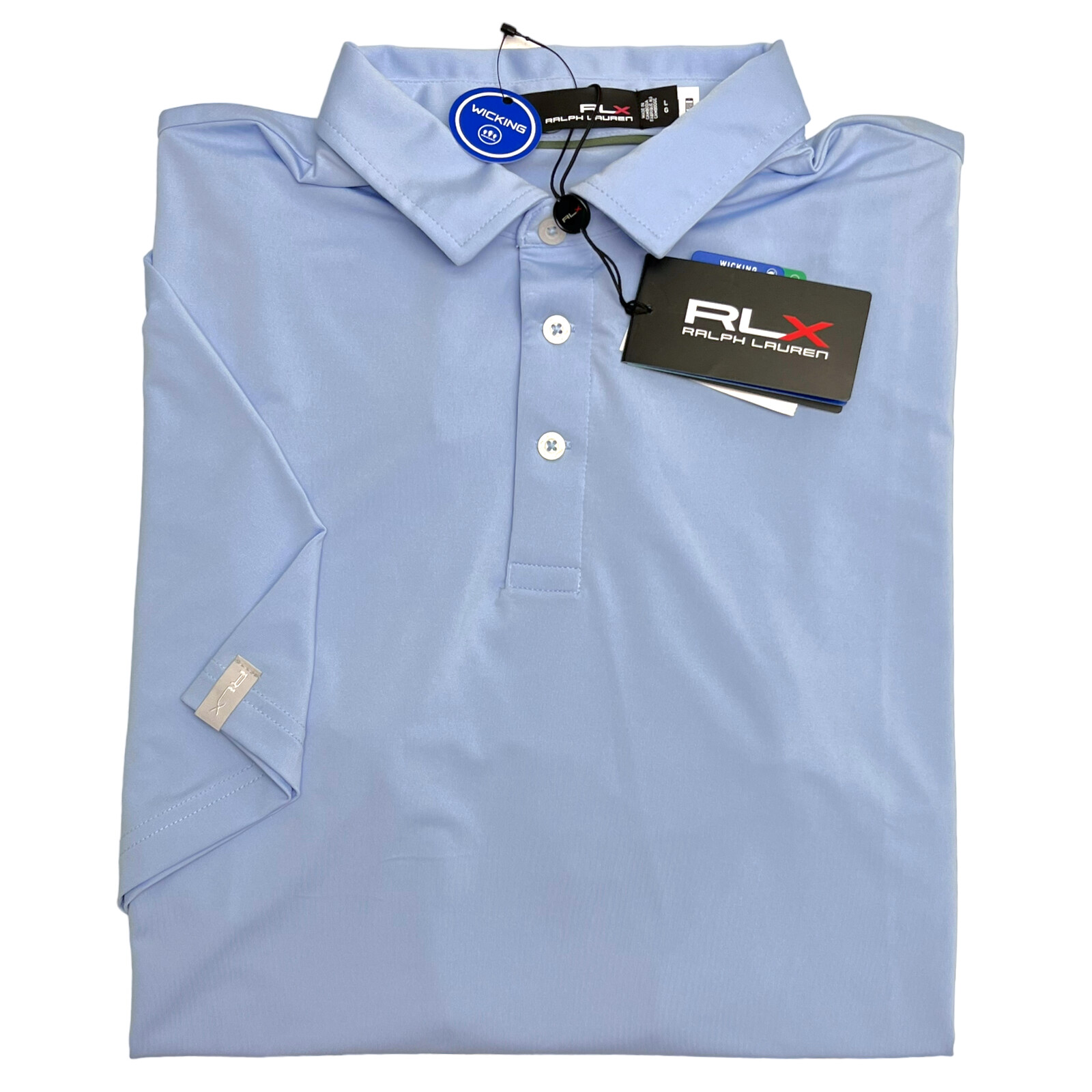 RLX Polo Ralph Lauren Classic Light Blue Short Sleeve Wicking Shirt $98