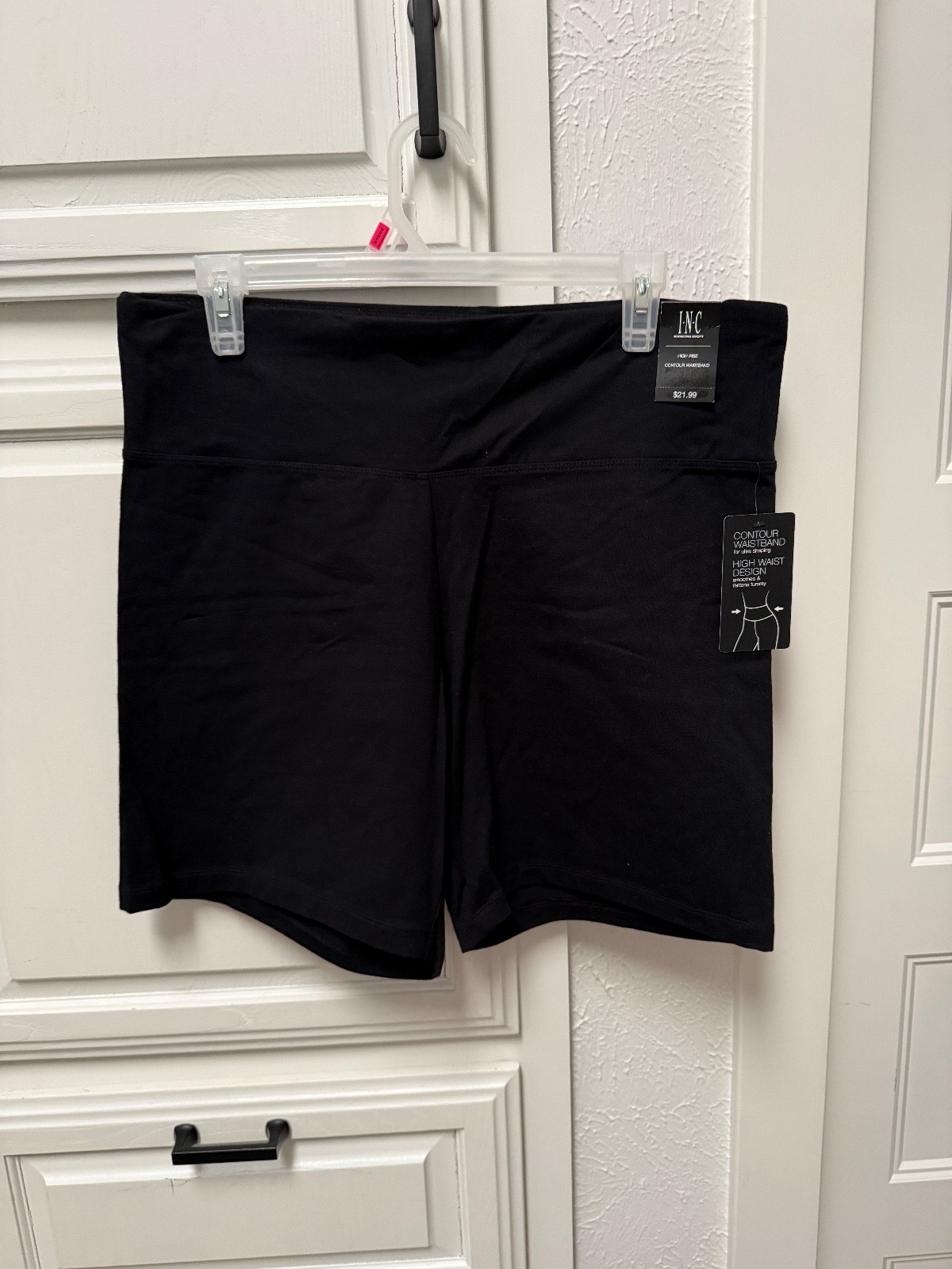 INC International Concepts Bike Shorts,High Rise Contour Waistband Sz XXL Black