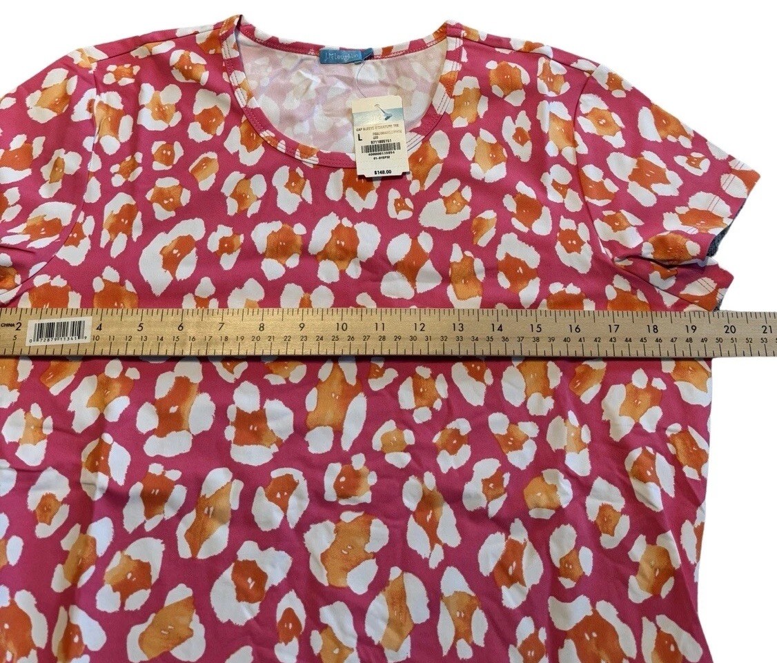 NWT $148 J. McLaughlin Pink Cap Signature Shirt Women LG Cool Wick Fabric Nylon