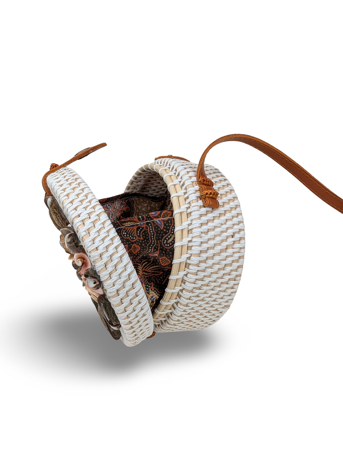 Wicker Crossbody Bag, Shell Floral Bag, Boho Beach Bag, Natural Shell Bag