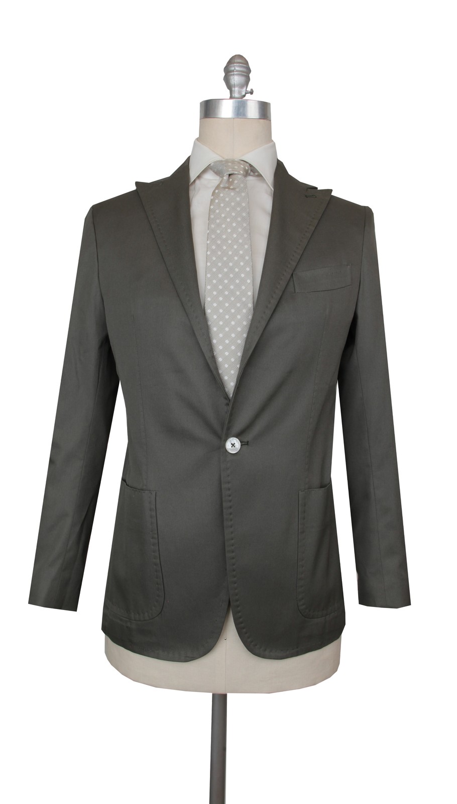 $3600 Sartorio Napoli Olive Green Cotton Solid Suit – (SA6252511)