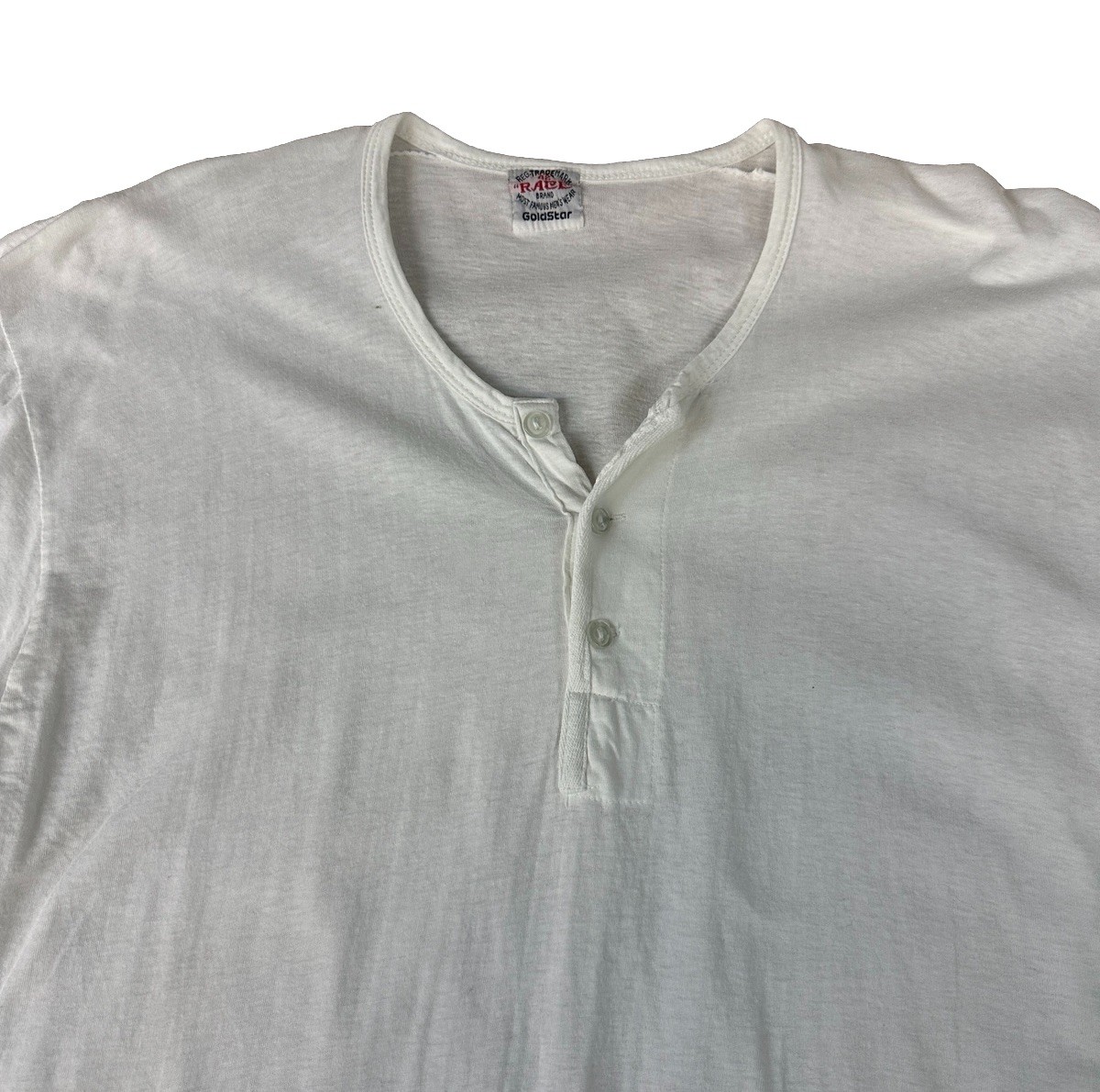 VTG Race Brand Shirt Men’s Size 42 Large Henley Short Sleeve Goldstar 60s 70s