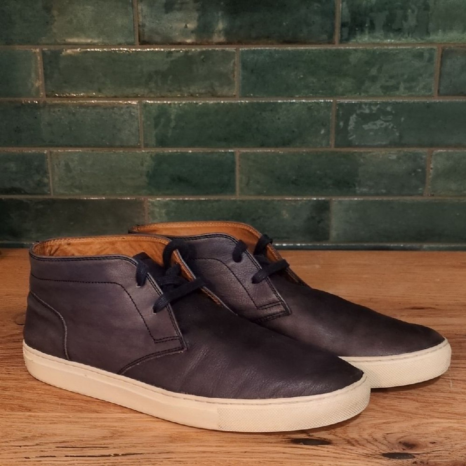 Blake McKay Men’s Size 10 Navy Leather Chukka Boots Casual Lace-Up