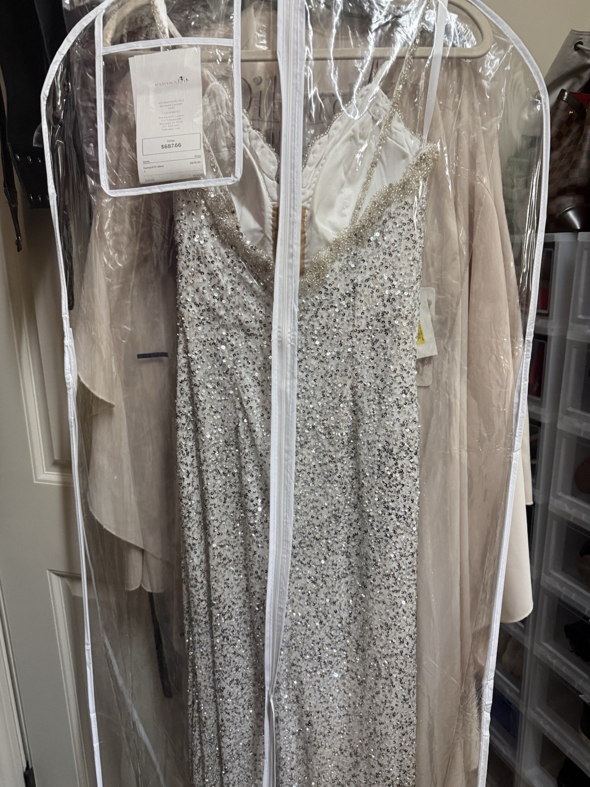 White And Silver Beaded Gown