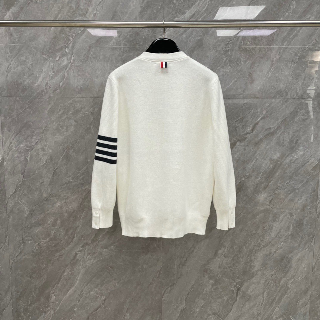 Thom Browne Men/womens Autumn Winter New Four Bars Striped Knitted Wool Cardigan