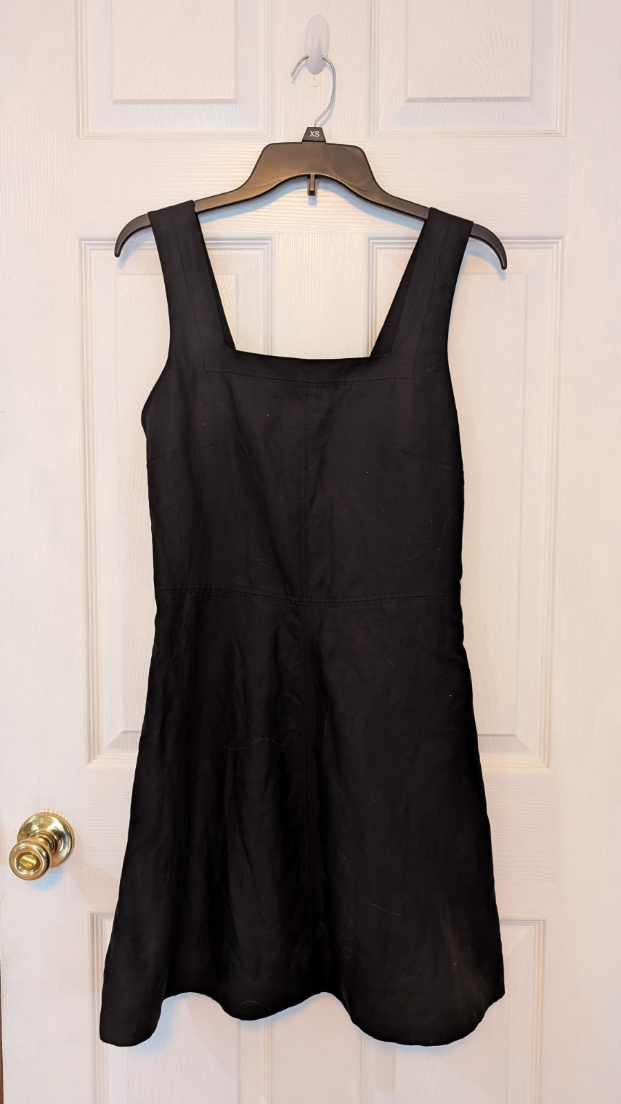 New COS Black Rayon Tencel Tank Dress Square Neck Pockets Lined Waist Seam 6 NWT