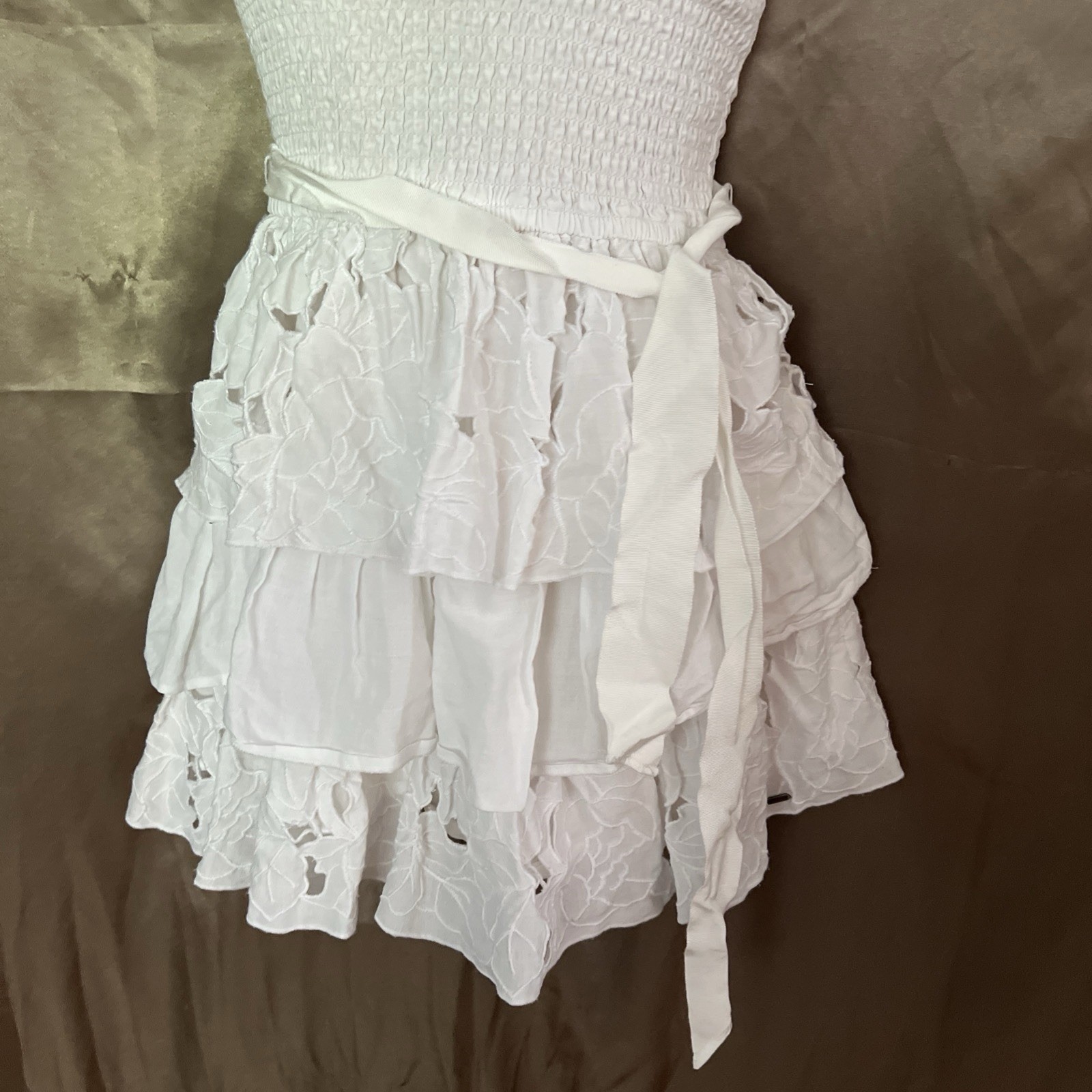 Hollister Y2K 100% Cotton XS White Tube Stretch Layered Dress VTG Vintage