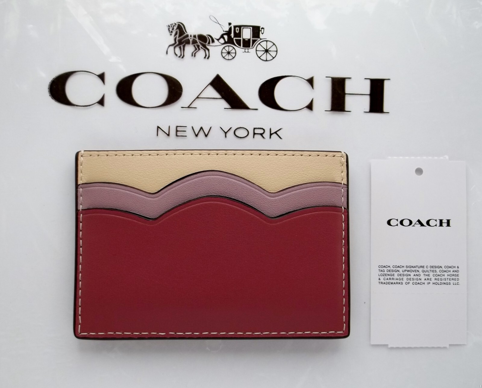 ❤ COACH Women’s Petal Card Coin Case Smooth Leather Light Raspberry Multi CW923