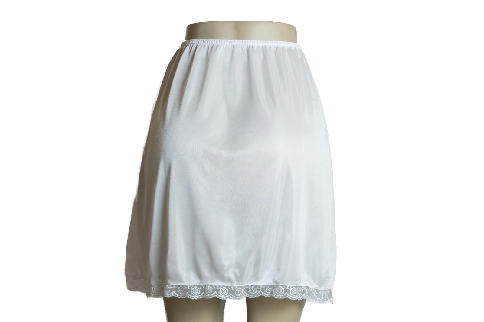 20″ Length Women Lace Trim Mini Half Slip White Beige Black S M L XL 2XL 999