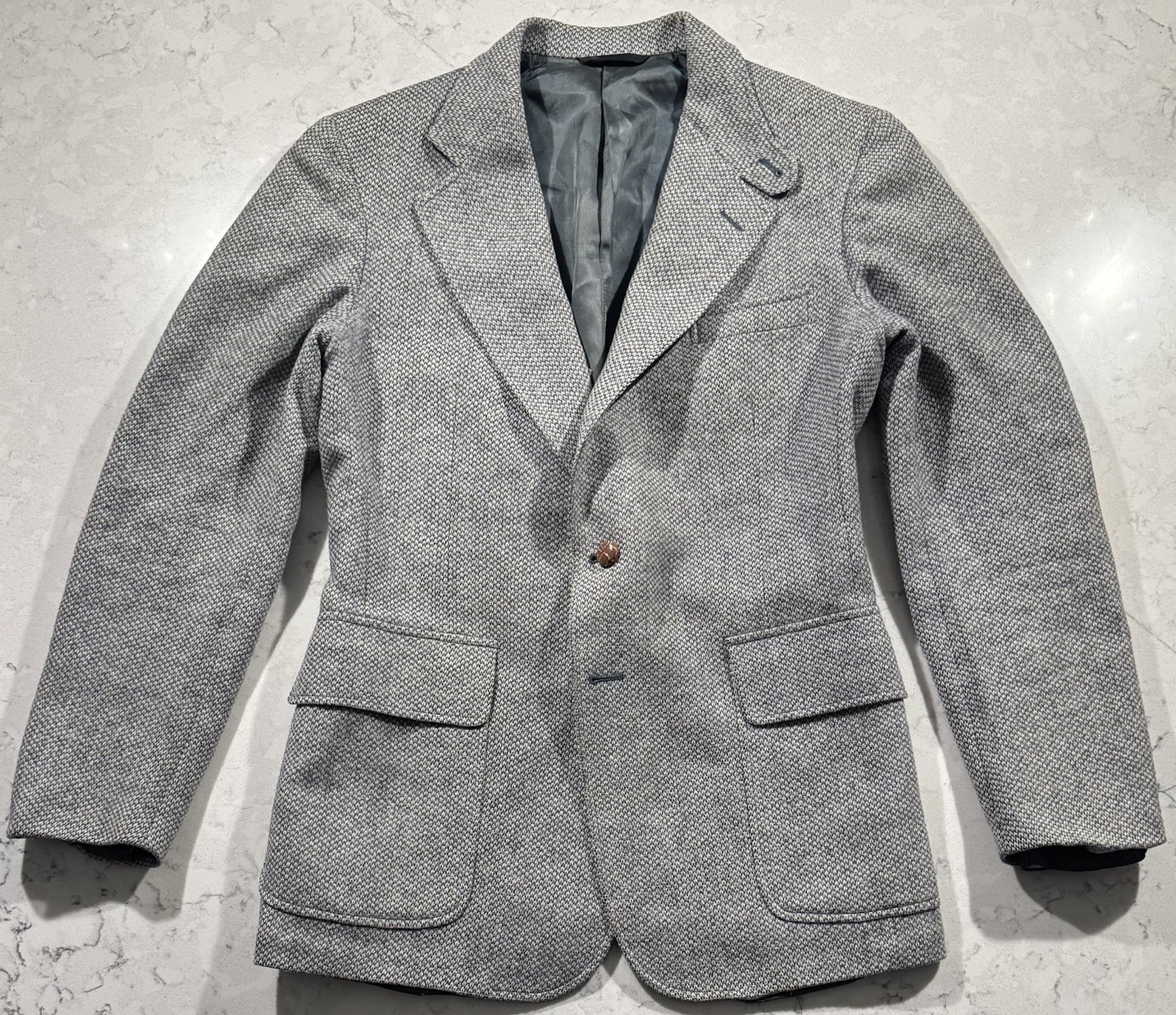 VTG 70s Cricketeer Tweed Sport Coat Mens 40R Gray American Way Wool Herringbone