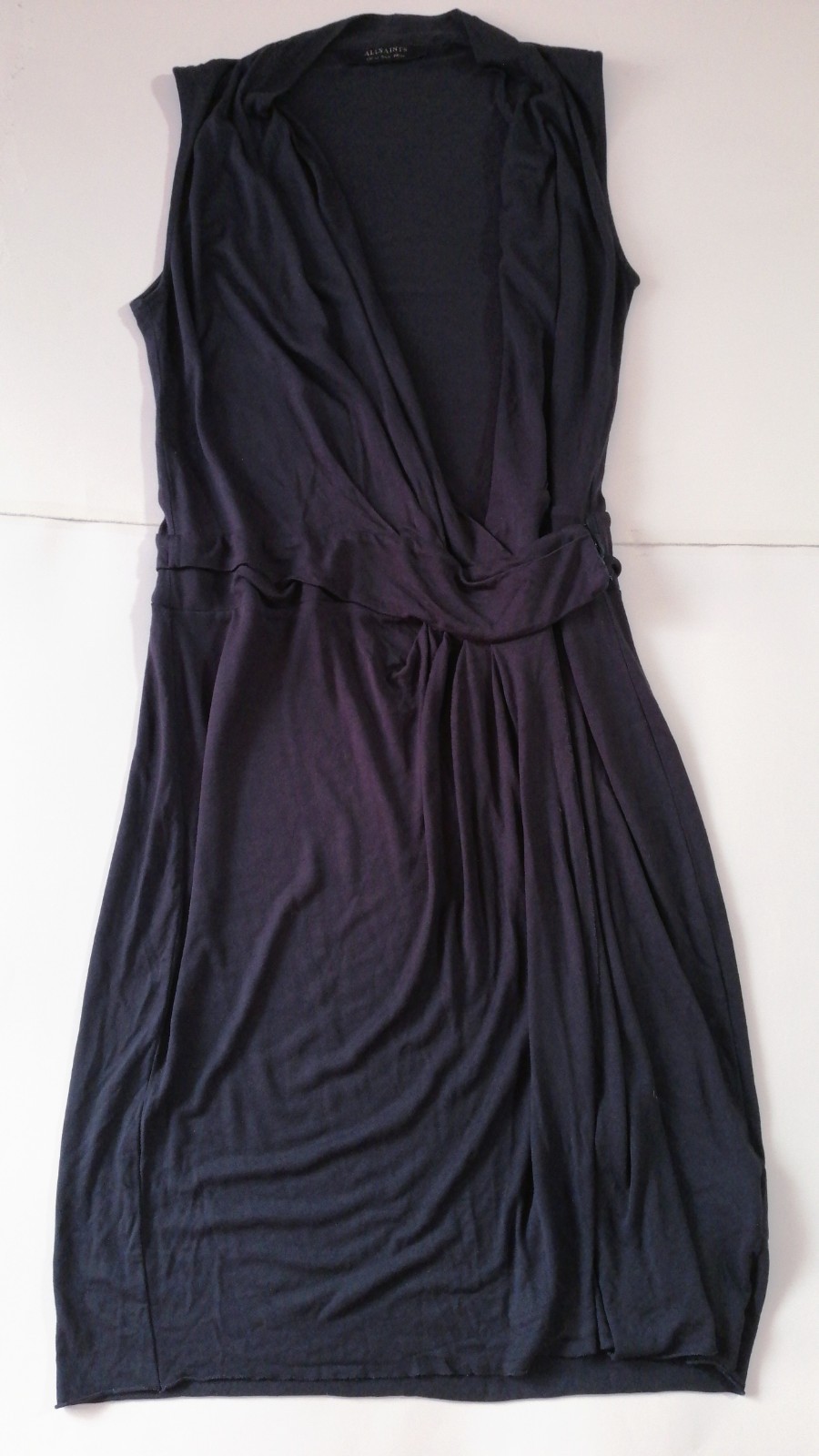 AllSaints Wrap Dress UK 10 US 6 Dark Gray Sleeveless Viscose Minimalist