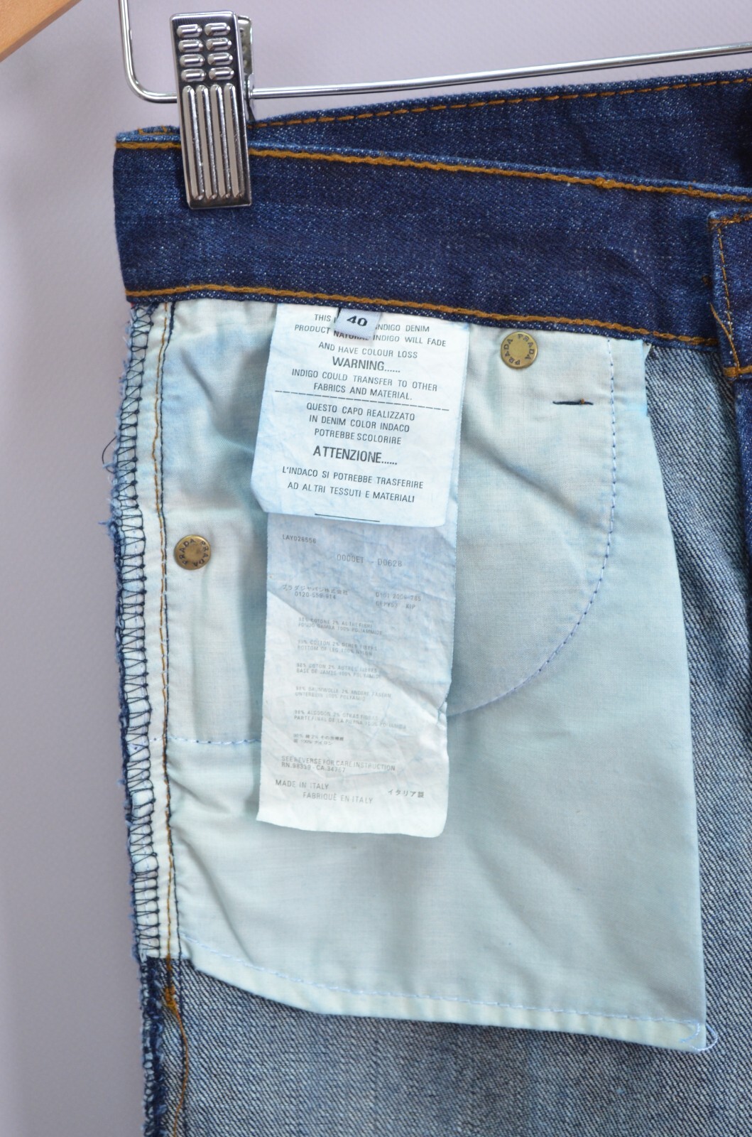 PRADA Denim Womens Jeans Logo Red Tab Nylon Details NWT Size IT 40, 42