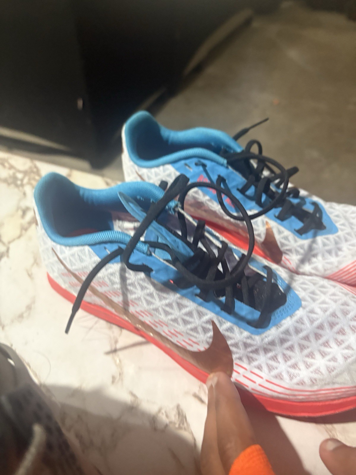 Nike Track Spikes Men’s Low Top Lace-Up Running Sneakers White/Blue/Red