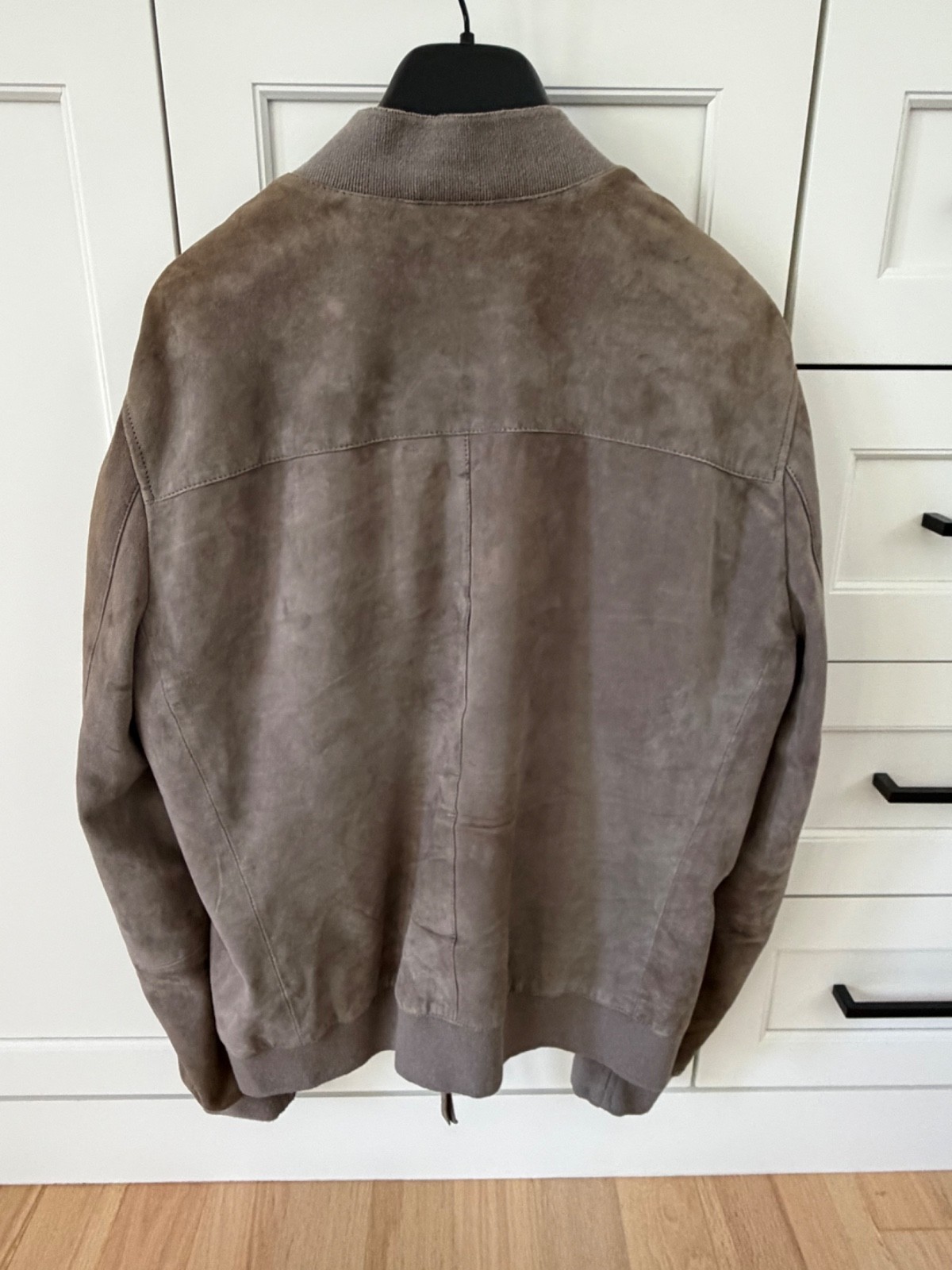 AllSaints Konrad grey suede Bomber Jacket – Men’s large