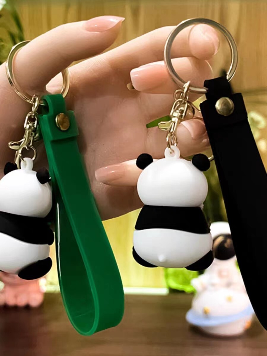 1pc Cute Panda Xmas Keychain Keyring Bag Car Hanging Pendant Xmas Gift For Girl