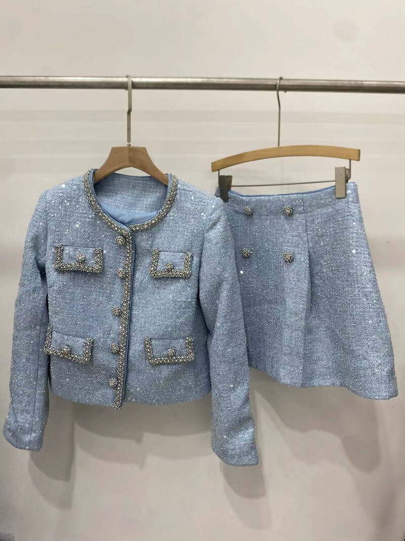 Self-Portrait Women’s glisten sequin Tweed coat + dress + skirt