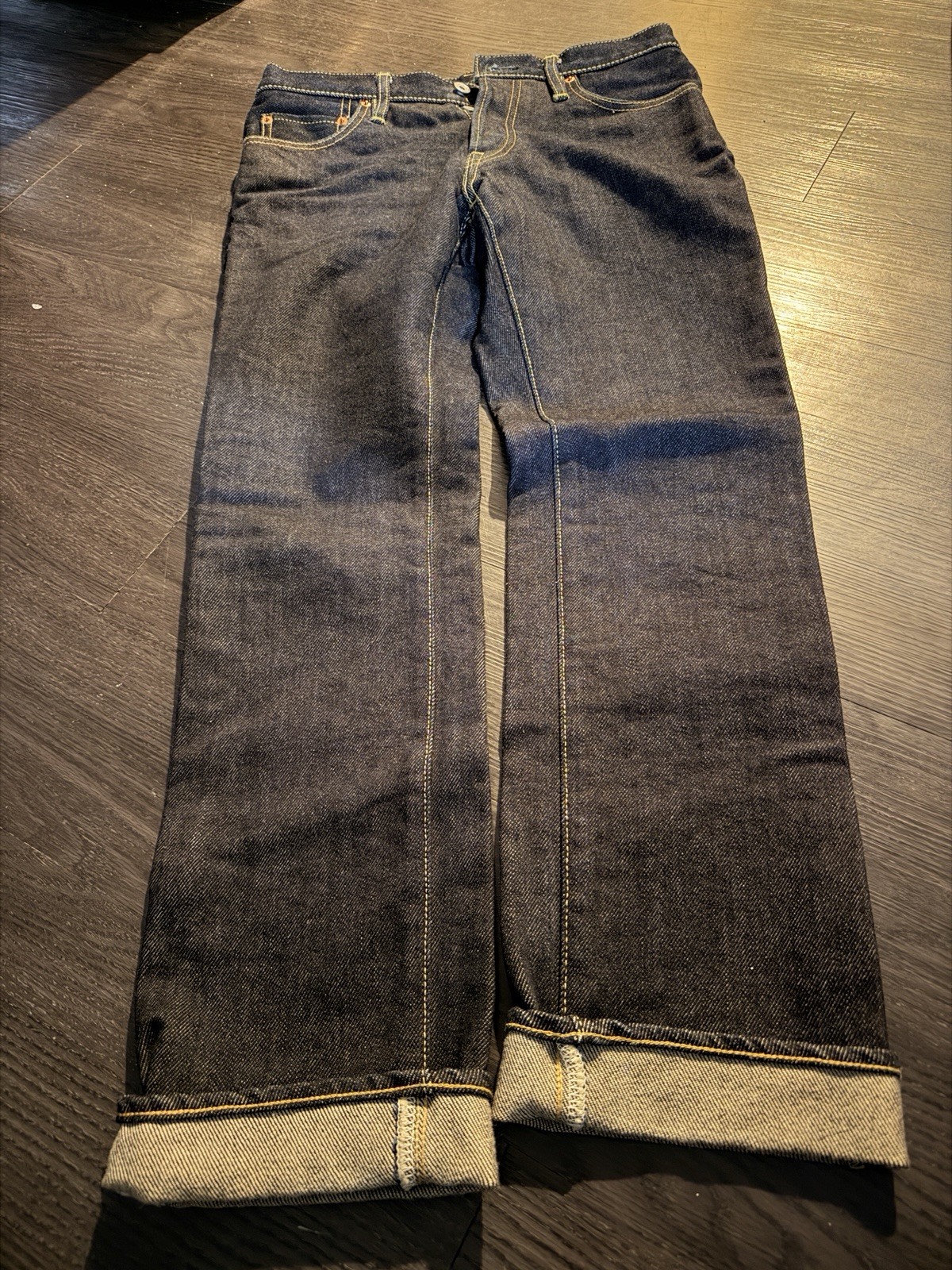 Iron Heart 21oz Extra Heavy Selvedge Denim Jeans Dark Blue Straight Button Fly