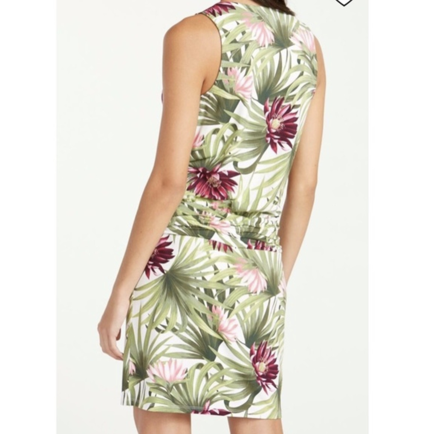Tommy Bahama Proteia Garden Palm Floral Print Ruched Blouson Tank Dress Size S