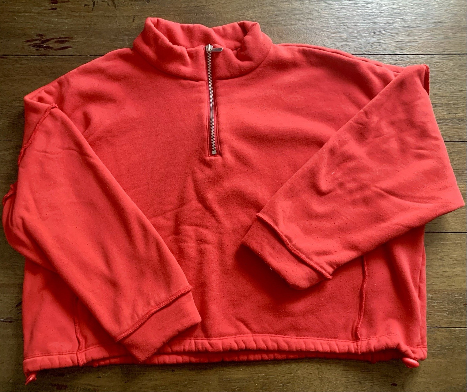 LNA Clothing Red 1/4 Zip Fleece Sweatshirt Mock Neck Long Sleeve Women M