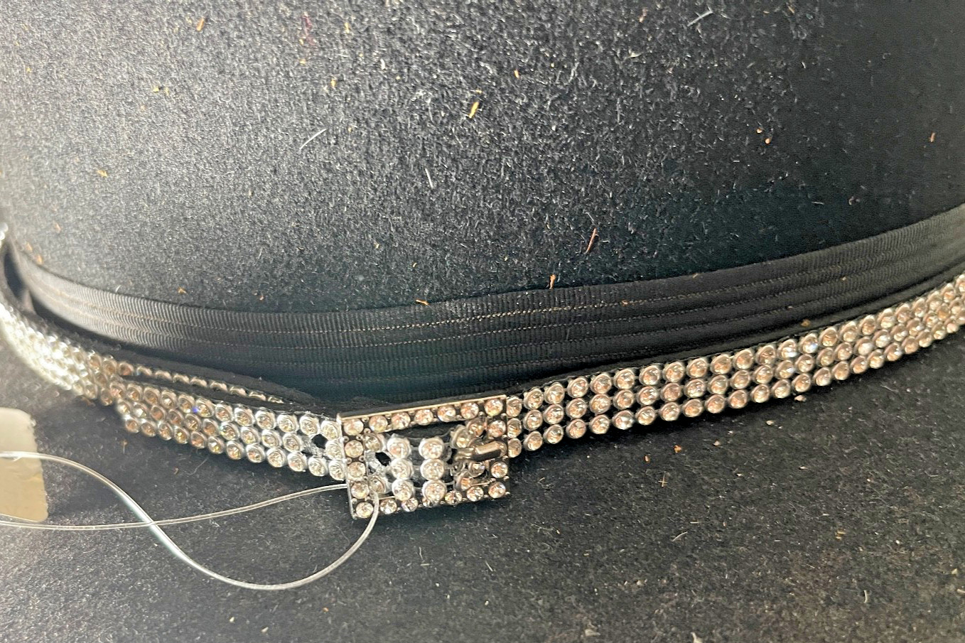 Western Womens Hatband 27.5 x 3/8 in Crystal Buckle 3 Row Cowboy Rodeo Horse