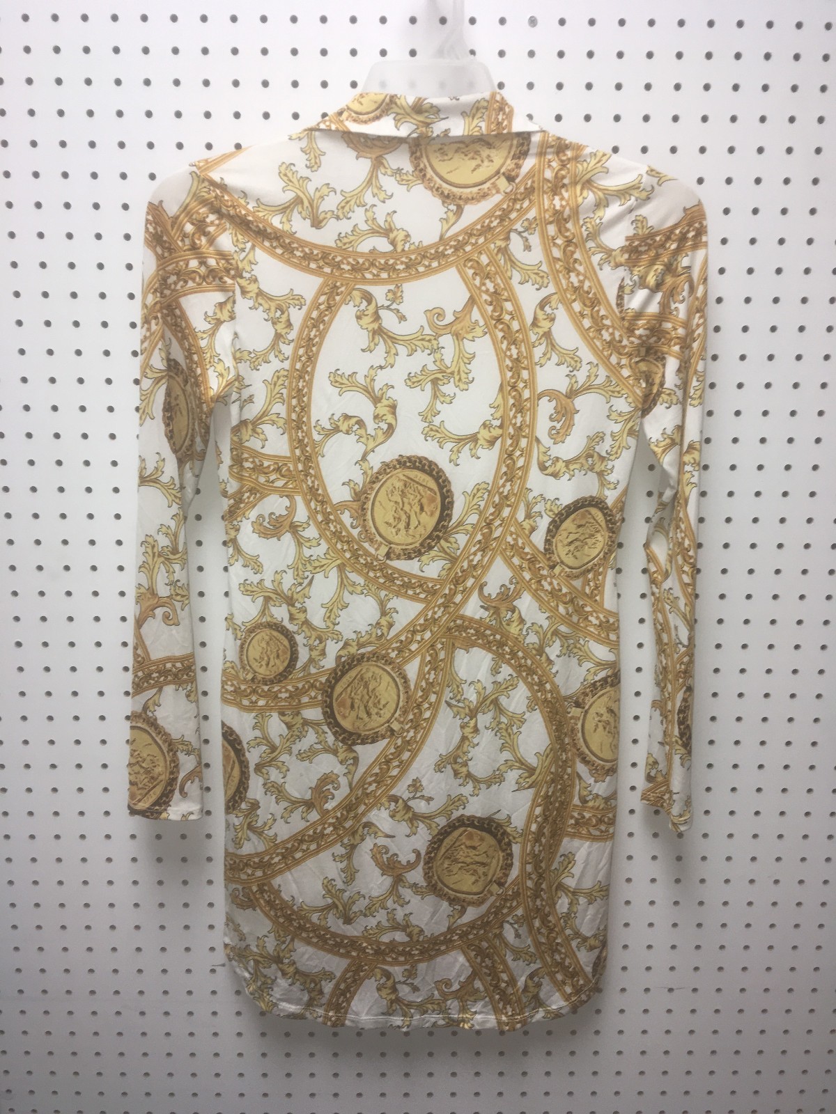 Womens Timing Regalia Baroque Print Long Sleeve Button down Stretch Blouse sz M