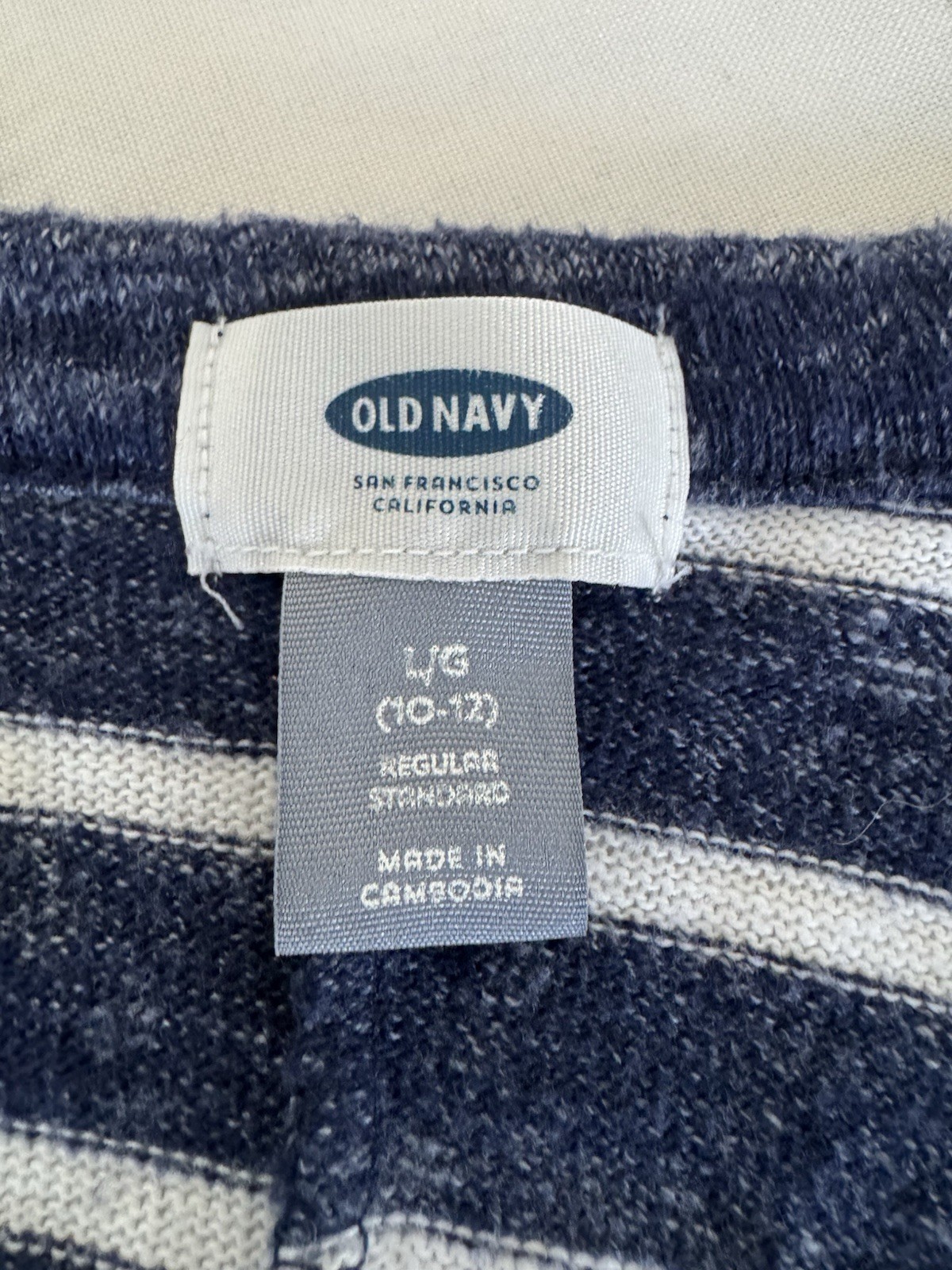 Old Navy, Navy Blue & White Striped Open Front Cardigan, Size L
