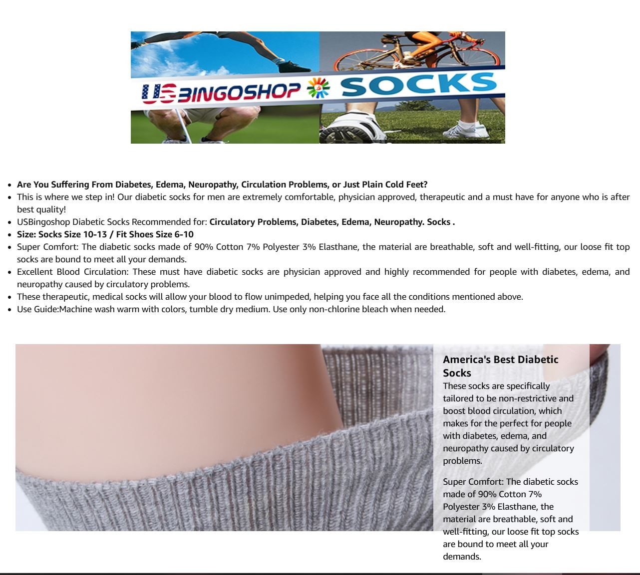 3-12 Pairs Health Circulatory Crew Cotton Diabetic Socks White 9-11 10-13 13-15