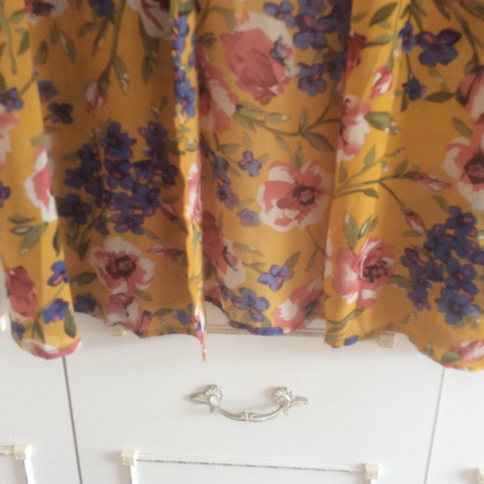 Shein Mustard Yellow Multi Floral Print Long Sleeve Open Jacket M