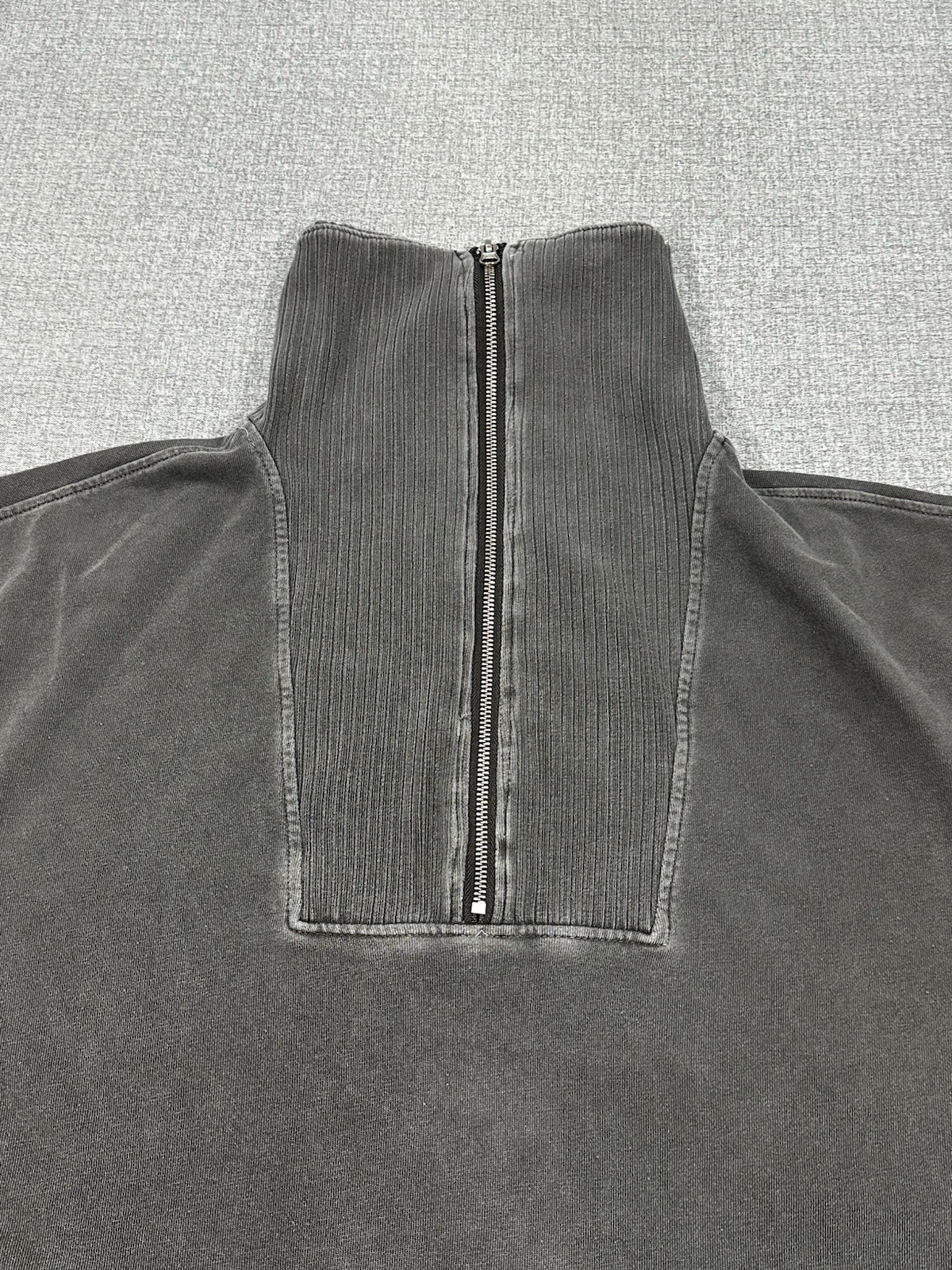 C&C California Half Zip Pullover Sweatshirt Gray Washed Funnel Neck Women’s