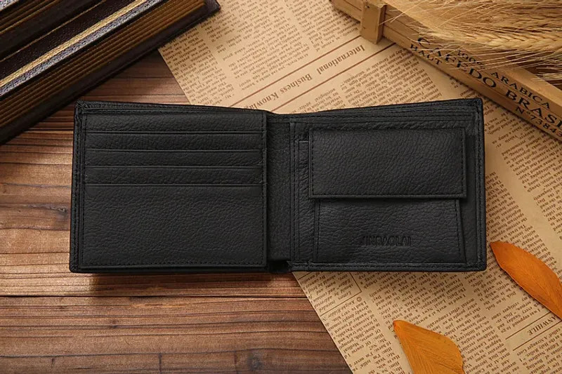 Classic Short Genuine Leather Men Wallets Fashion Coin Pocket Card Holder Men