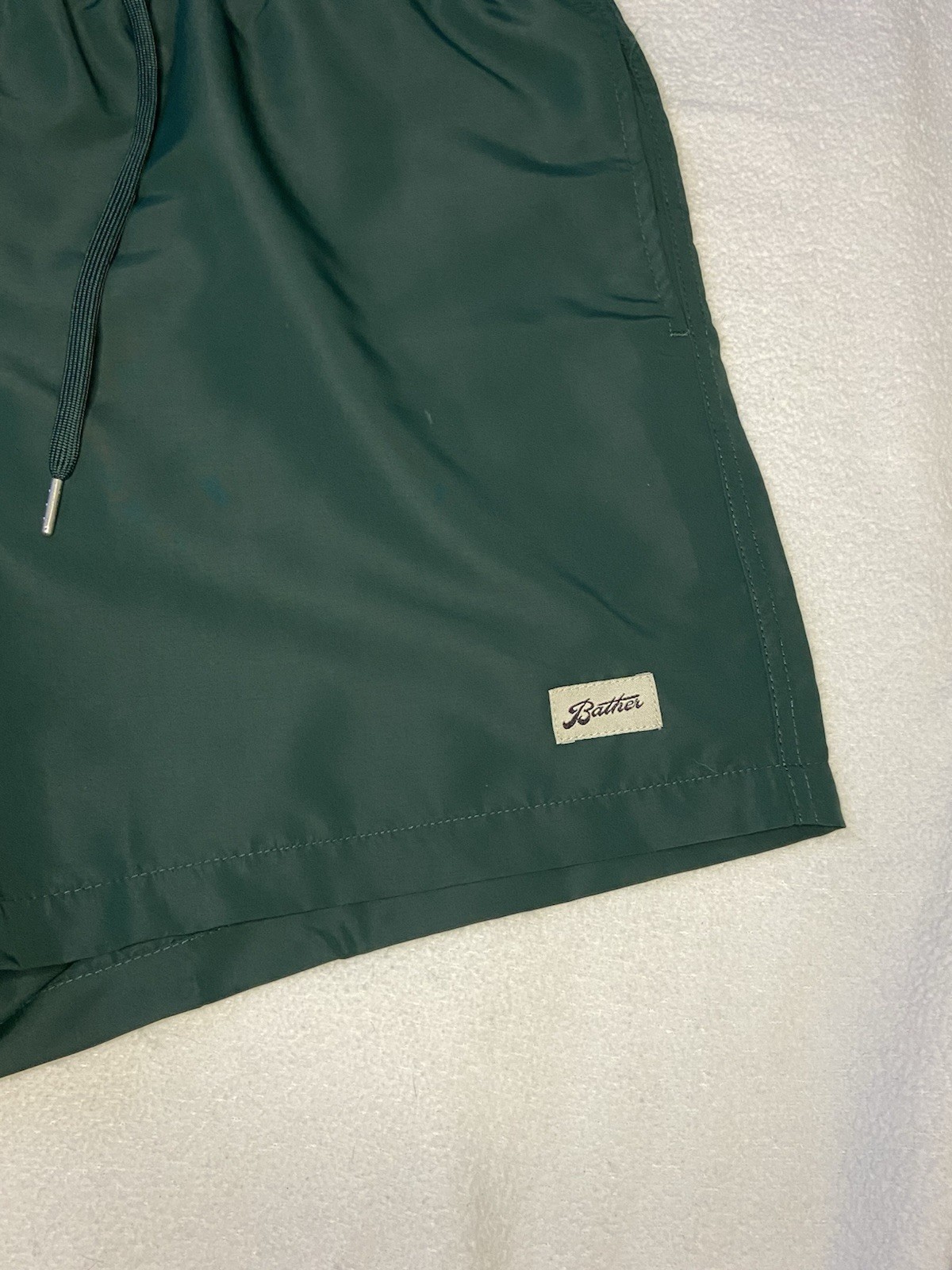 Bather Swim Trunks Mens XL Green Lined Swim Shorts 5″ Inseam Retro Beach