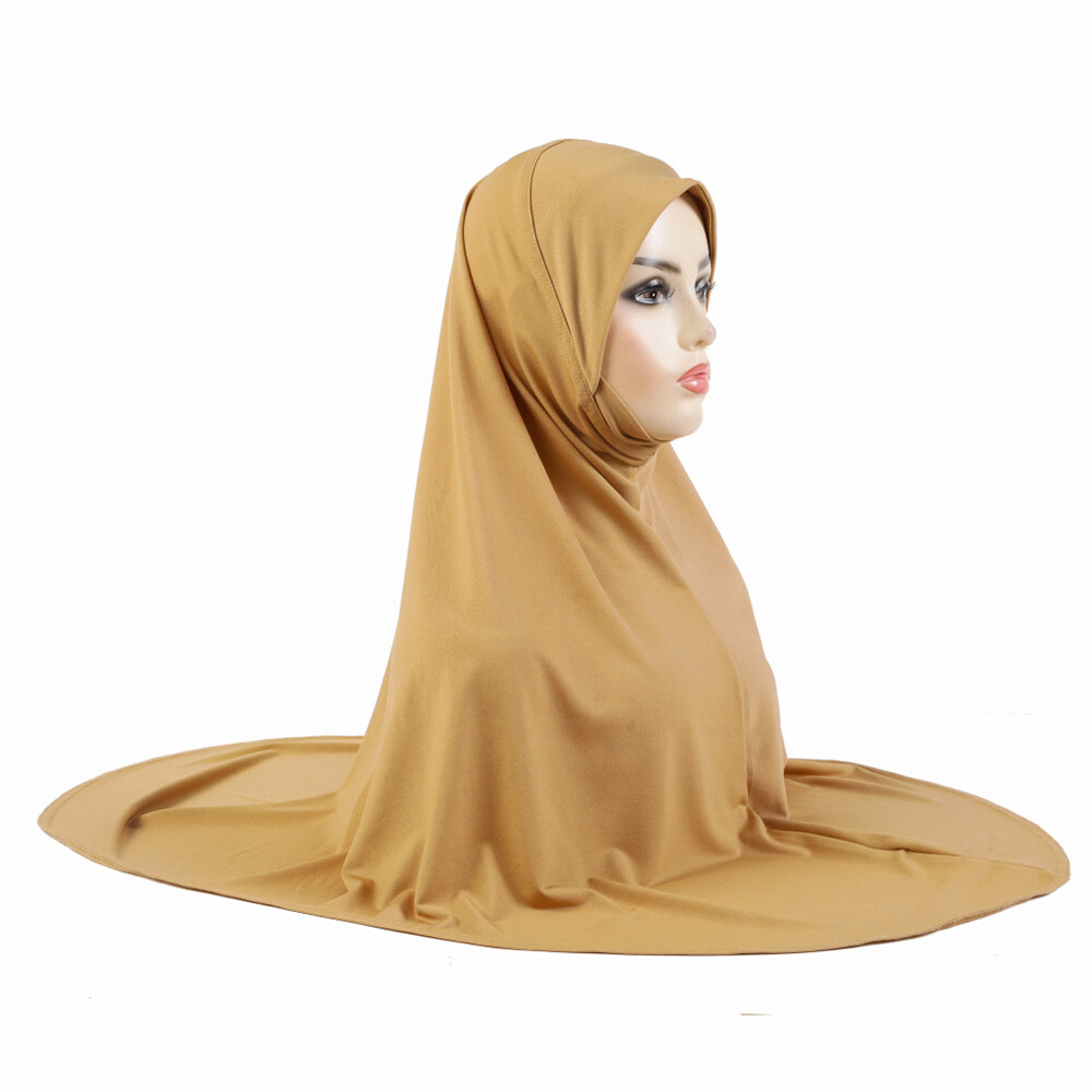 One Piece Full Coverage Long Head Scarf Wrap Solid Color Women Shawl