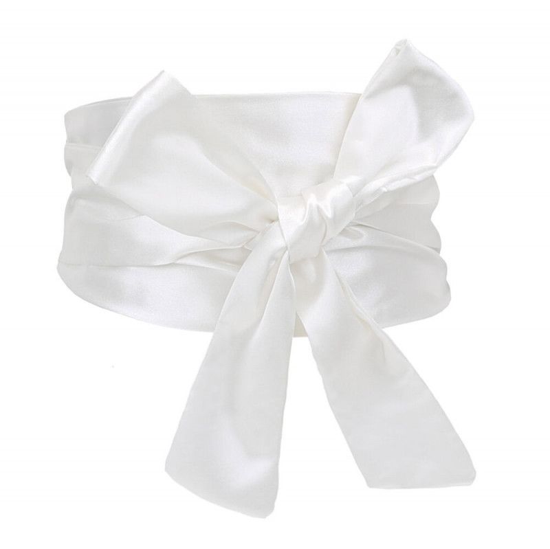Women Waistband Satin Bowknot High Waist Corset Belt Wide Sash Ribbon Tie Dress