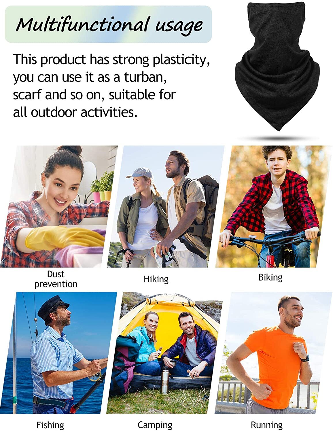 Neck Gaiter with Ear Loops UV Protection Neck Scarf Covers Bandana for Men Women