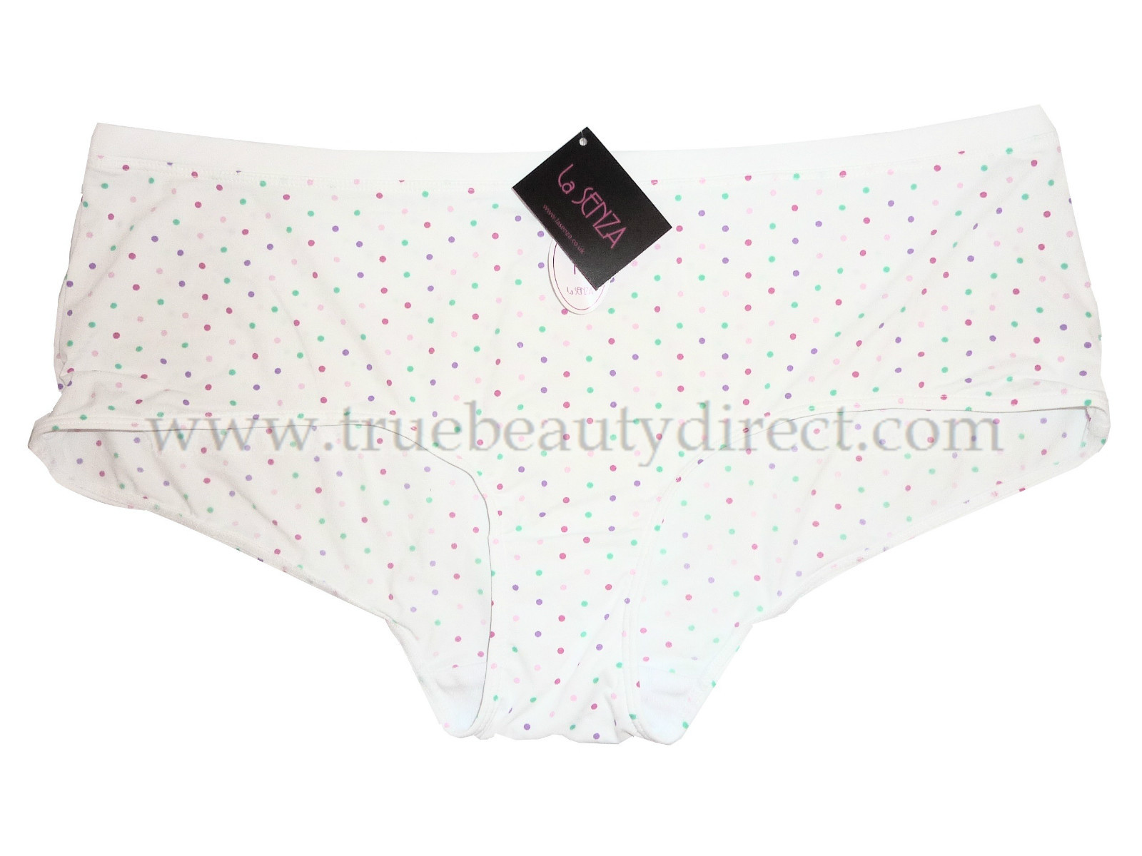 CHOOSE A SIZE LA SENZA RIO SHORTS WHITE WITH MULTI COLOUR POLKA DOTS UNDERWEAR