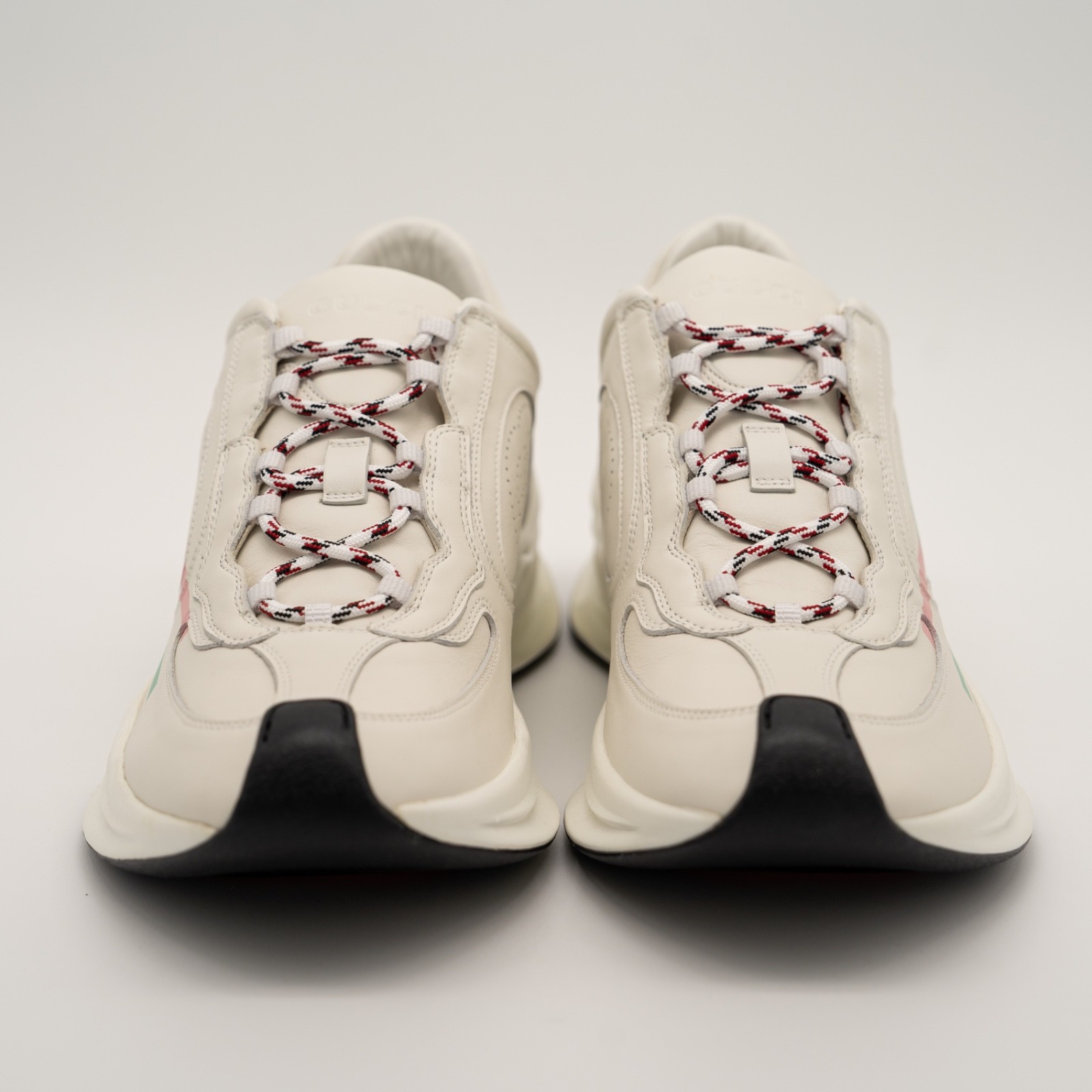 size 41eu 11 us Gucci Run Sneaker White Pink Turquoise Leather GG