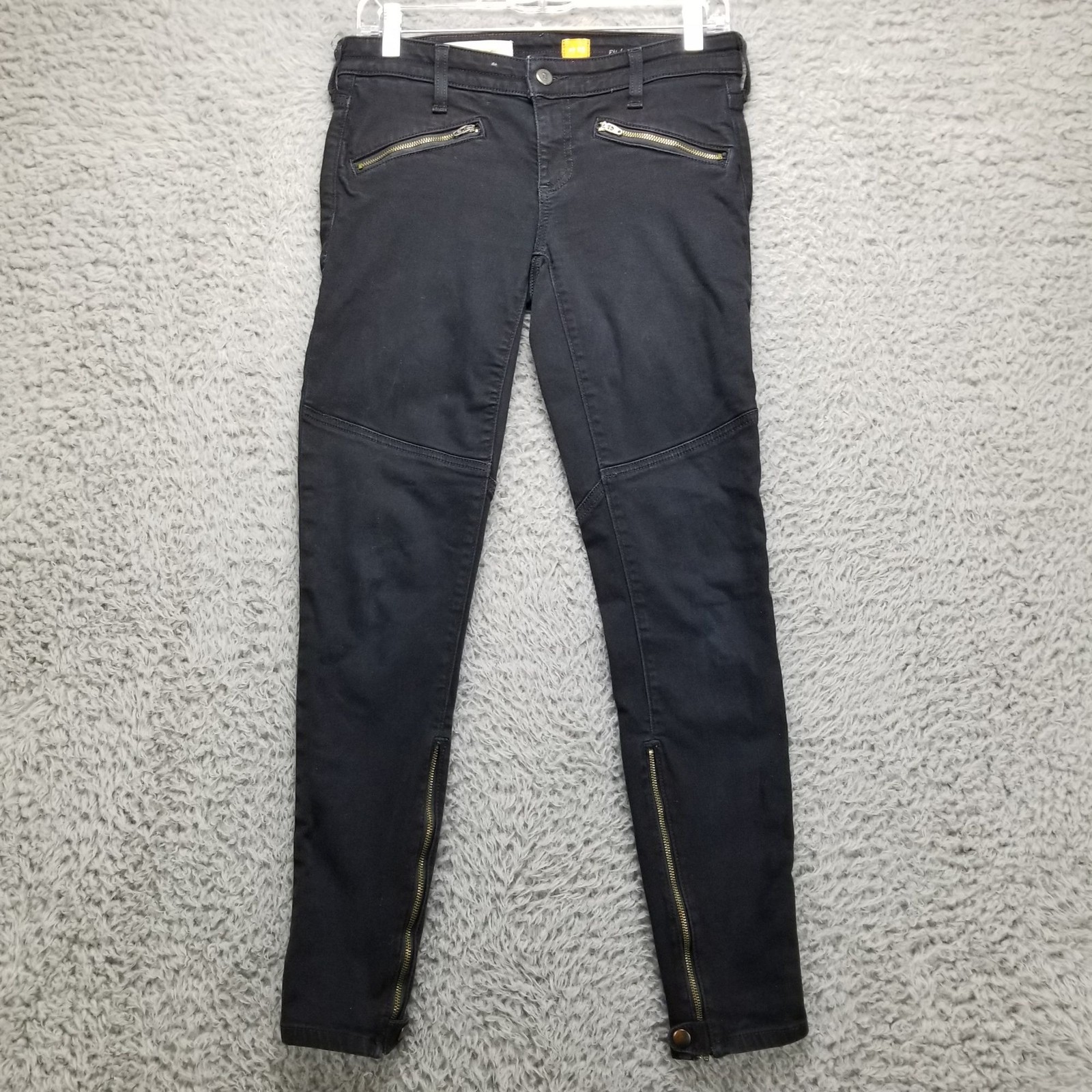 Pilcro Jeans Womens 25 Black Serif Black Zip Snap Ankle Stretch Skinny