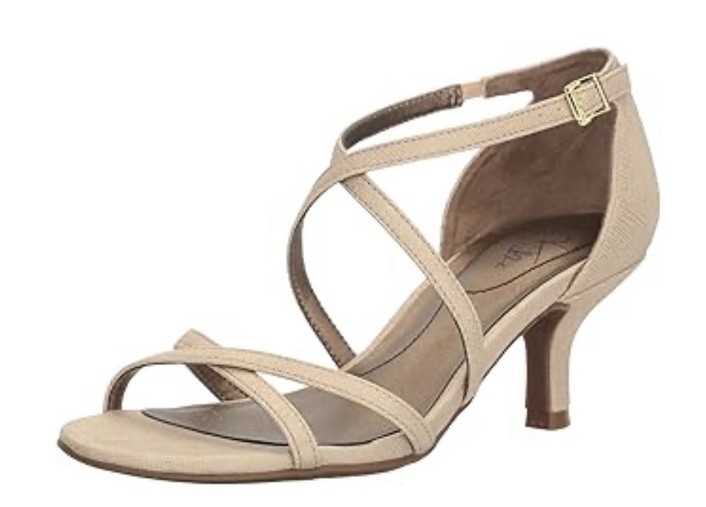 Life Stride Flaunt Strappy Heel Size 9 Gold Precious Buckle Strap Formal 2.25”