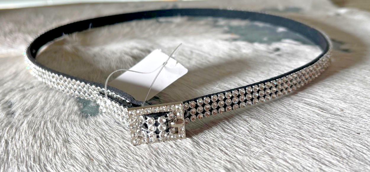 Western Womens Hatband 27.5 x 3/8 in Crystal Buckle 3 Row Cowboy Rodeo Horse