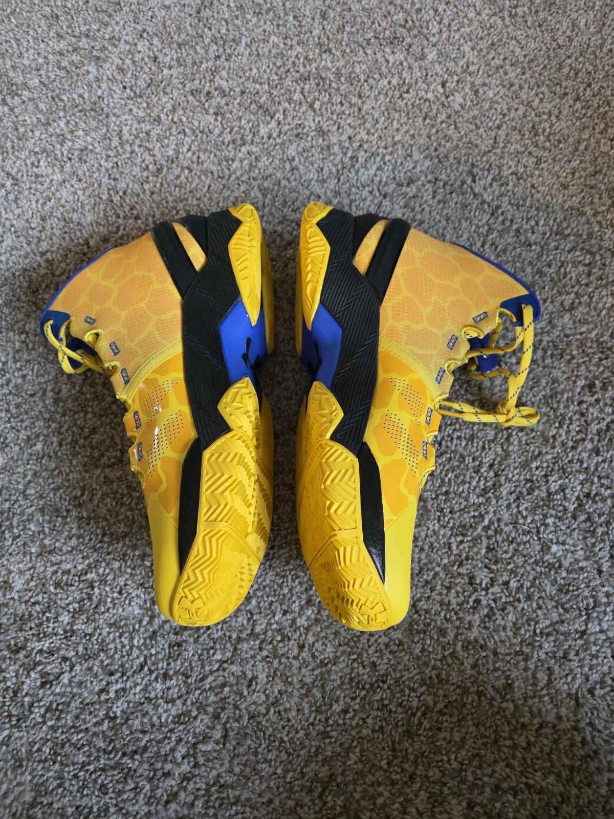 Under Armour Curry 2 Double Bang Basketball Shoes Gold Blue 3026281-700 Mens 13