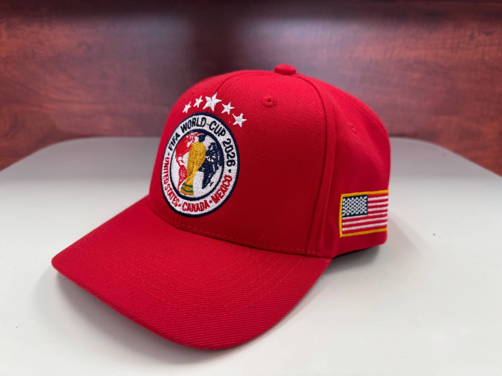 FIFA World Cup 2026 MEX USA CAN Black White Red Premium Embroidered Event Hat