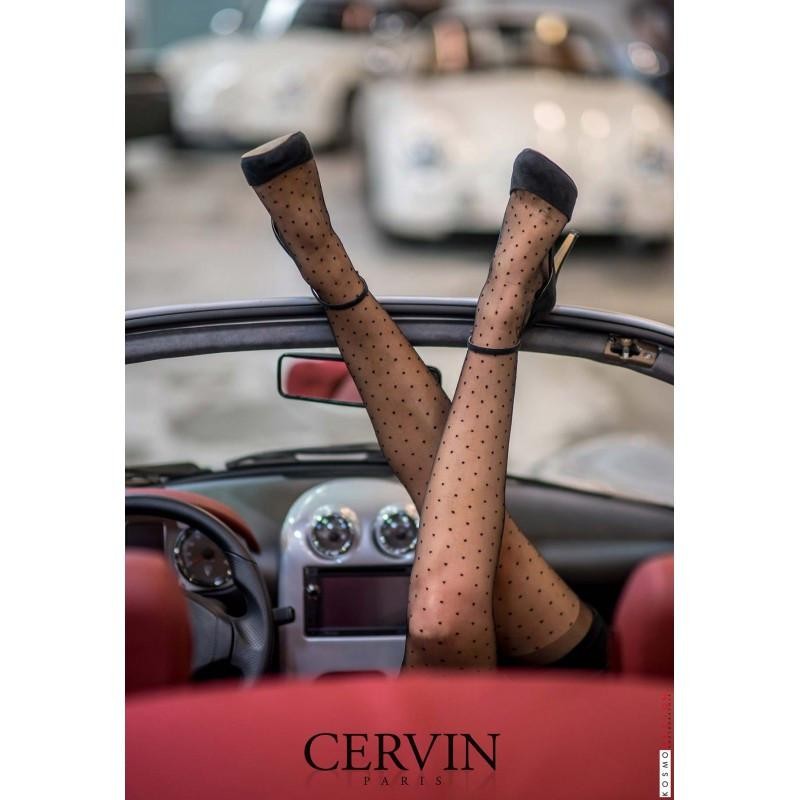 CERVIN Capri Plumetis Polka Dot Nylon RHT Stockings European Hosiery