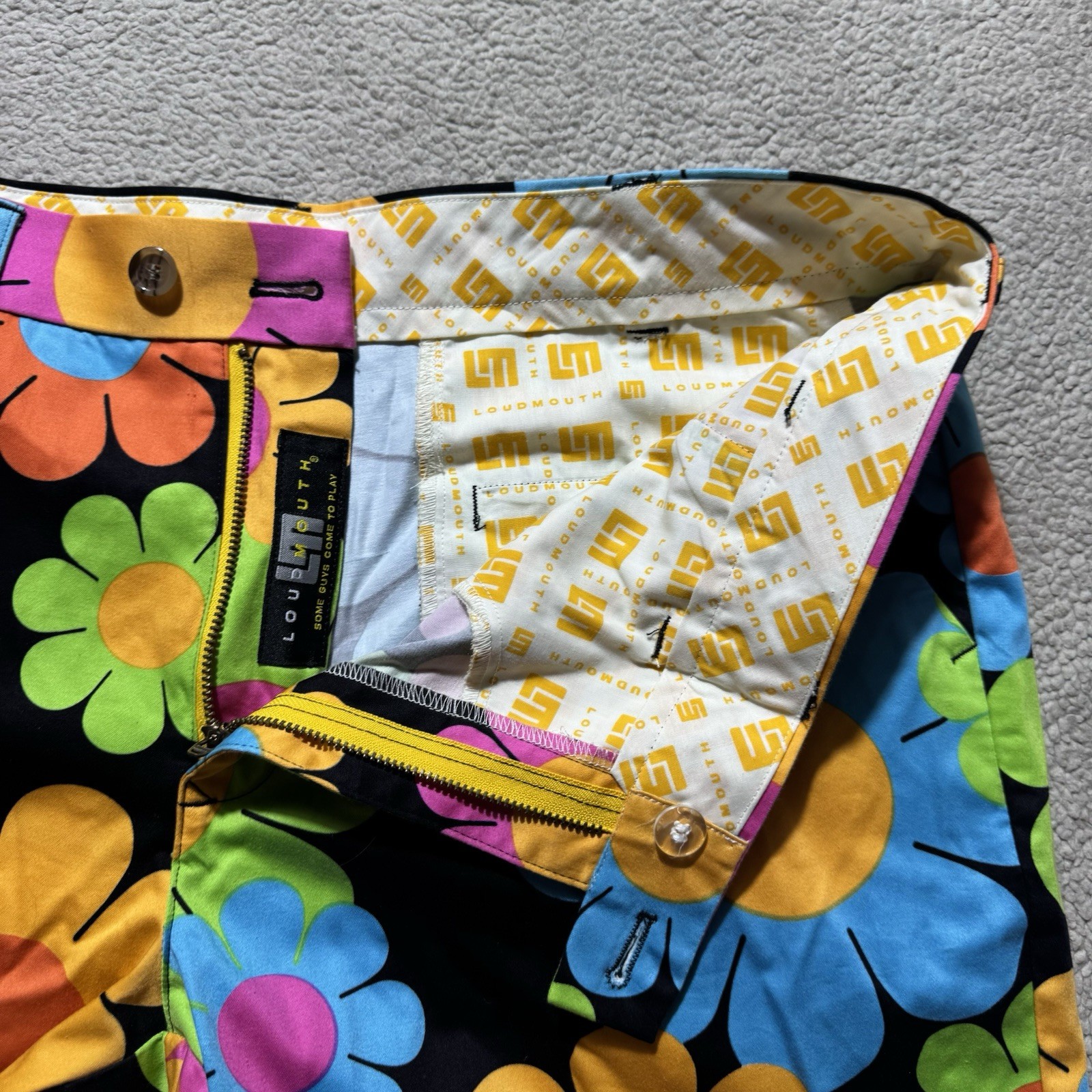 Loudmouth Shorts Mens 38 Colorful Floral Print Golf Sports Mid Rise Chino 38×11