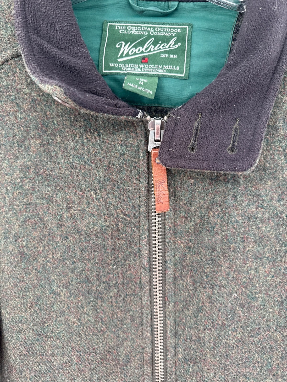 Woolrich Mens Outdoor Wool Jacket M Green Made In China