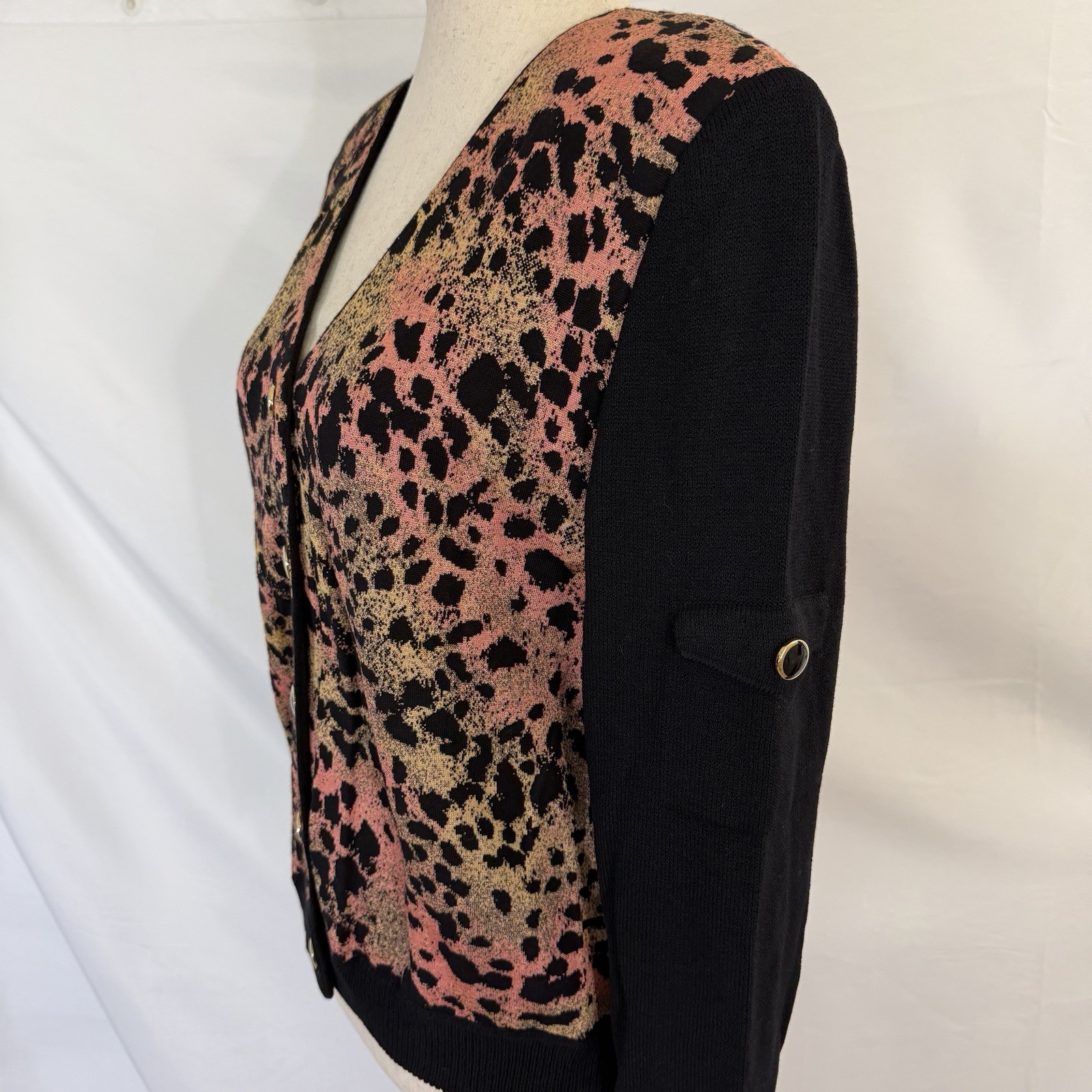 St. John Collection Pink Leopard Santana Knit Jacket Sz 8