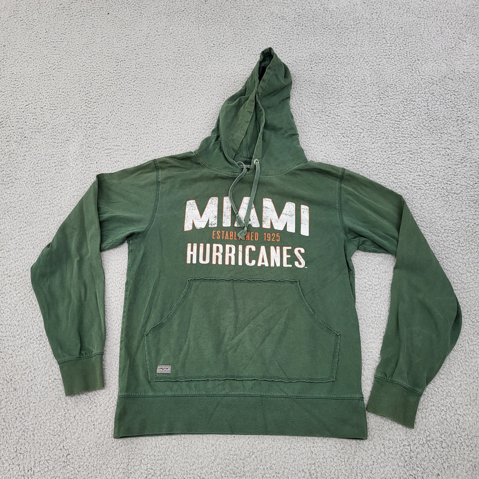 Miami Hurricanes JanSport Hoodie Mens Small Green Pullover Pockets
