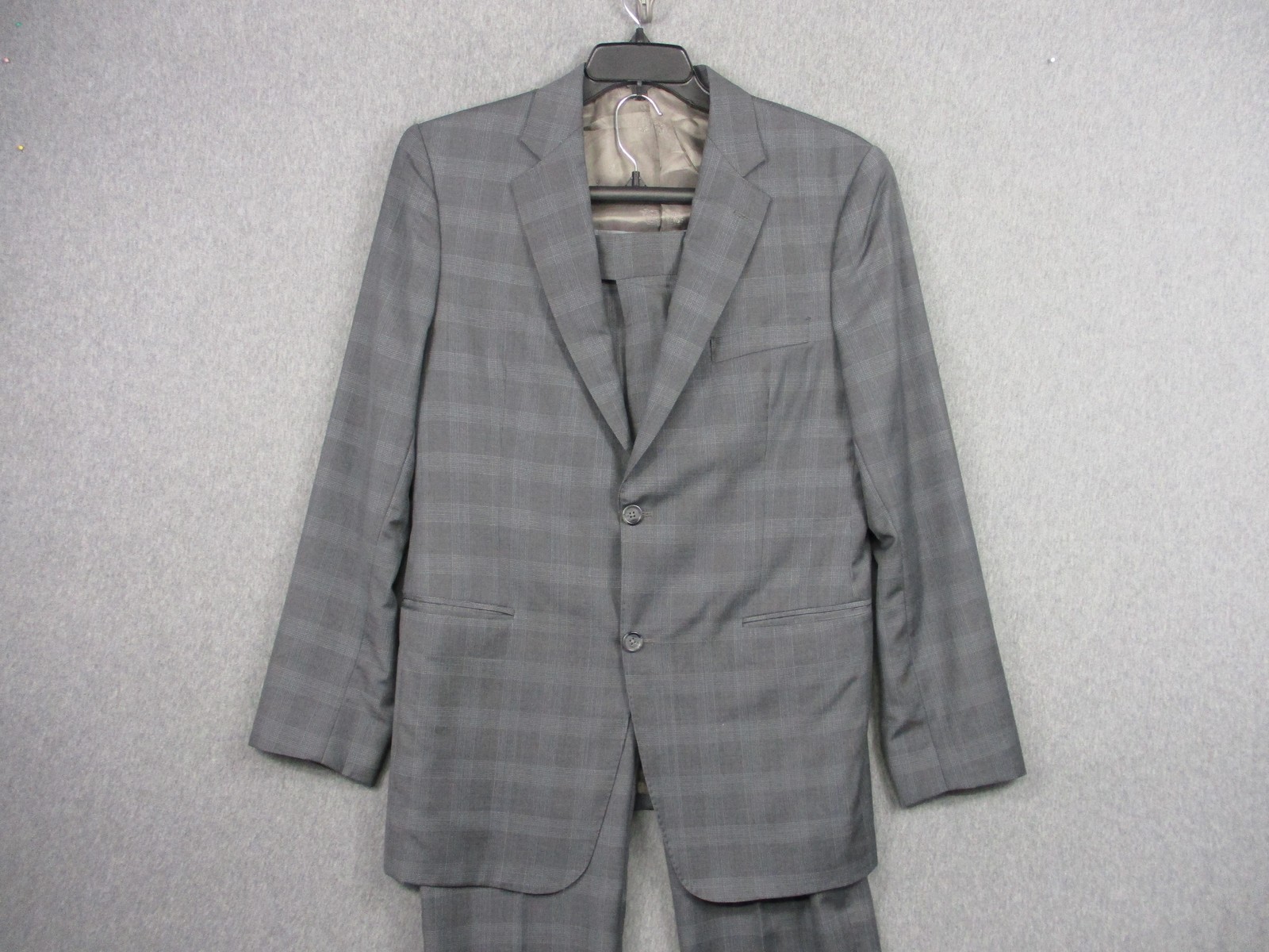 Ermenegildo Zegna Suit Mens 42R Gray Check Wool 2 Piece 34×32 Tropical Superfine